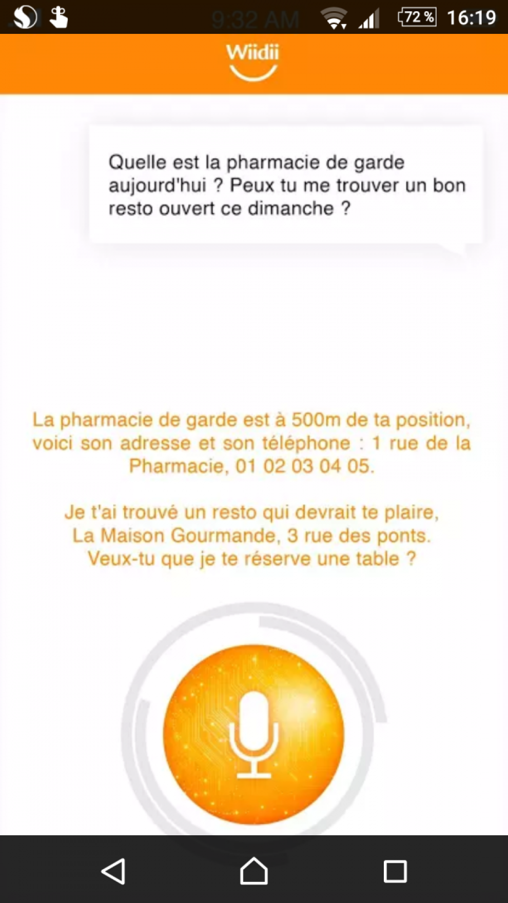Illustration d'une conversation avec le bot de conciergerie Wiidii.