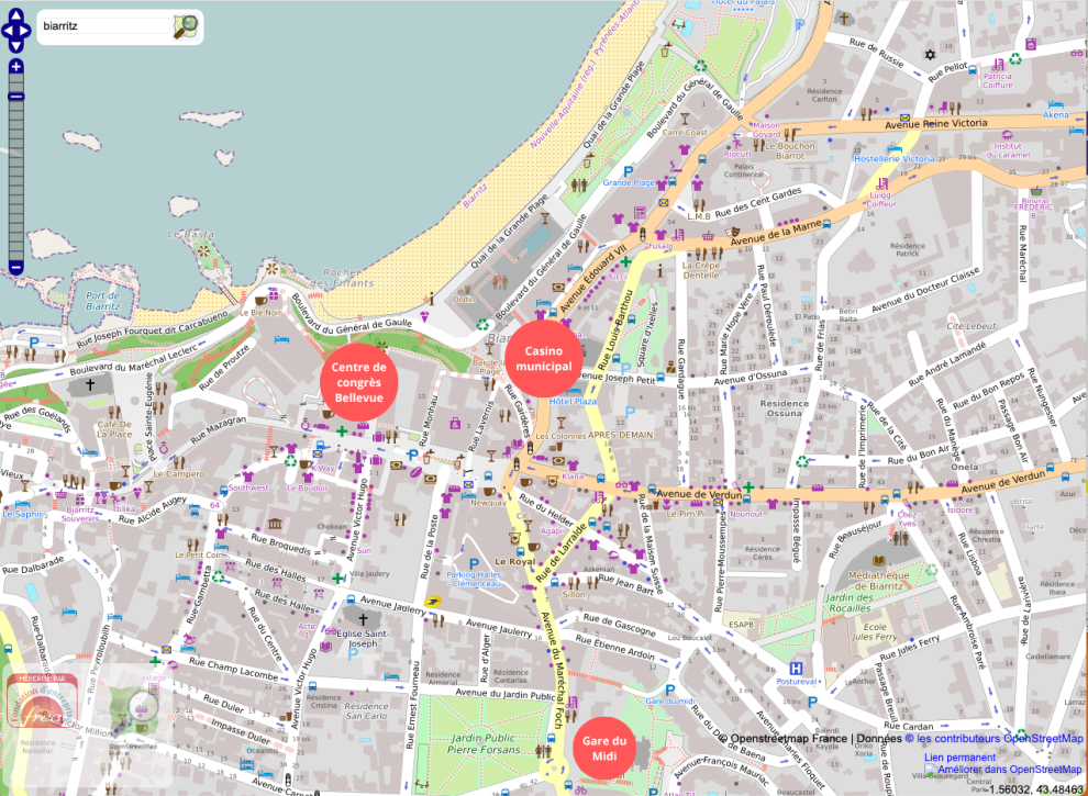 Carte du centre-ville de Biarritz